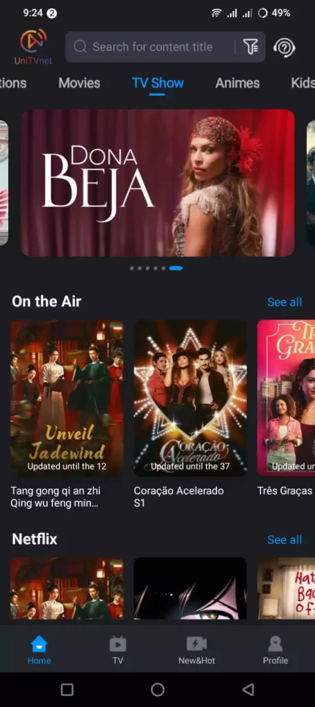 Uni TV net app